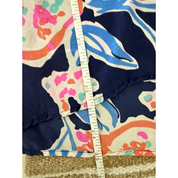 Lilly Pulitzer Dahlia Silk Top in Navy Bright Pom Pom Print - Picture 6 of 8
